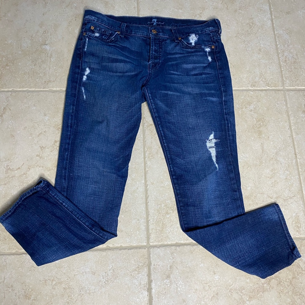 7 for All Mankind distressed cropped jeans